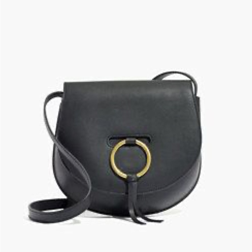 Madewell Black and Gold Crossbody Bag with Circular Hardware